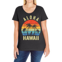 Aloha Hawaii Hawaiian Island Shirt Palm Beach Surfboard Surf T Shirt Ladies Curvy T-shirt | Artistshot