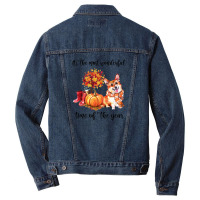 Dogs Pumpkin Halloween  It's The Most Wonderful Time Or The Year Men Denim Jacket | Artistshot