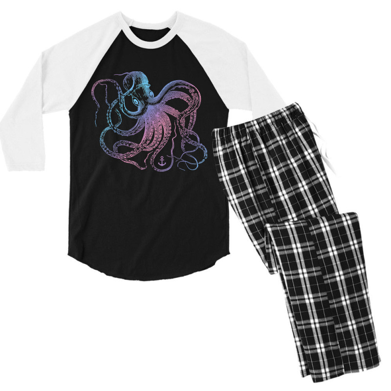 Octopus Cool Vintage Marine Biologist Ocean Sea Life 1 Men's 3/4 Sleeve Pajama Set | Artistshot