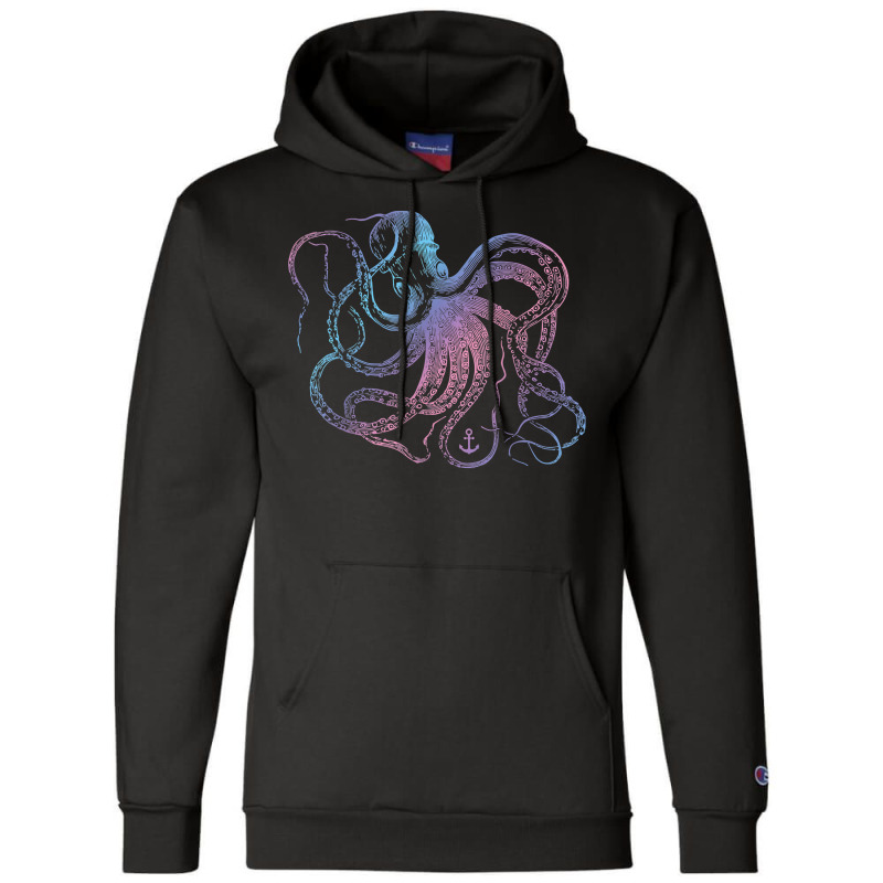 Octopus Cool Vintage Marine Biologist Ocean Sea Life 1 Champion Hoodie | Artistshot