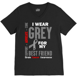 I Wear Grey For My Best Friend (Brain Cancer Awareness) V-Neck Tee | Artistshot