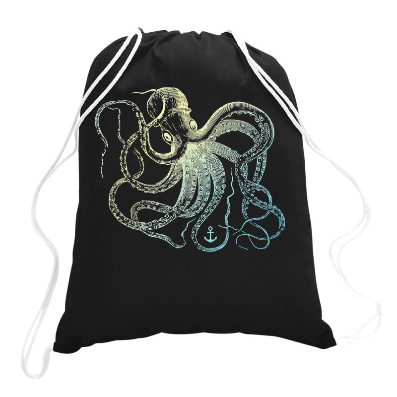 Octopus Cool Vintage Marine Biologist Ocean Sea Life 3 Drawstring Bags | Artistshot