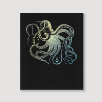 Octopus Cool Vintage Marine Biologist Ocean Sea Life 3 Portrait Canvas Print | Artistshot