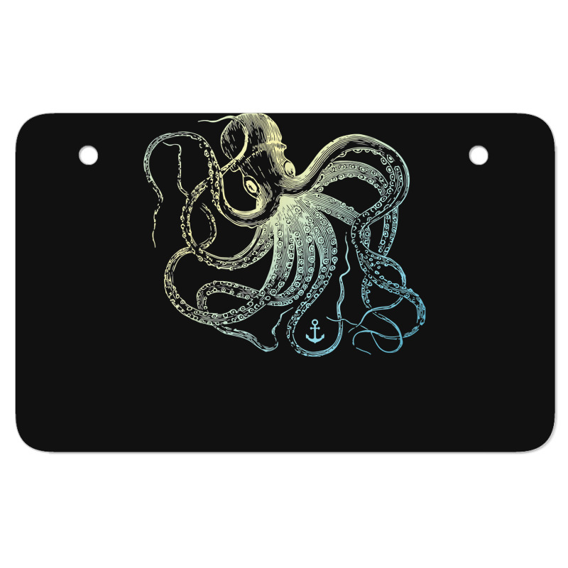 Octopus Cool Vintage Marine Biologist Ocean Sea Life 3 Atv License Plate | Artistshot