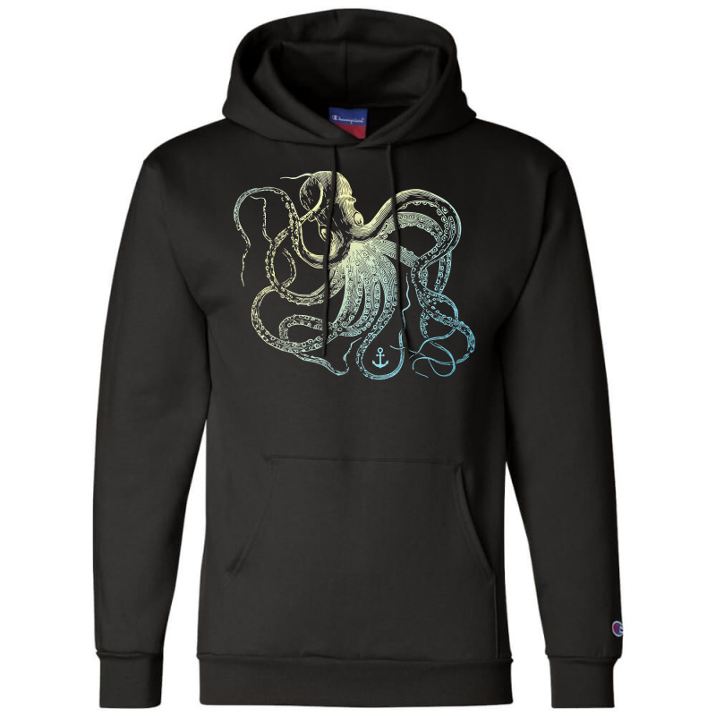 Octopus Cool Vintage Marine Biologist Ocean Sea Life 3 Champion Hoodie | Artistshot