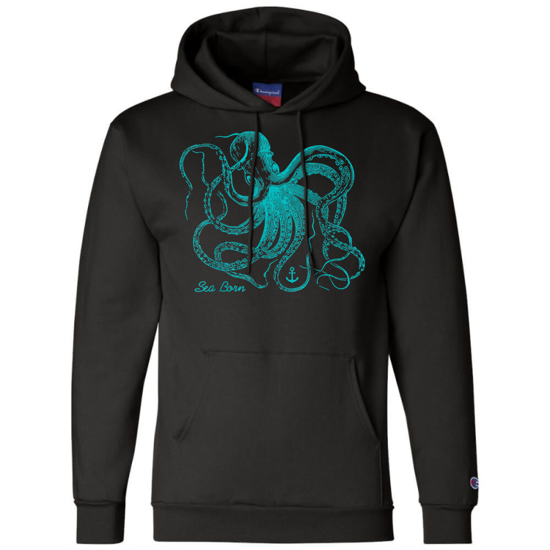 Octopus Cool Vintage Marine Biologist Ocean Sea Life 4 Champion Hoodie | Artistshot