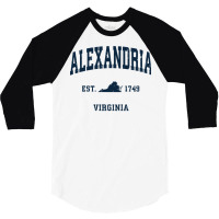 Alexandria Virginia Va Vintage Athletic Navy Sports Design Long Sleeve 3/4 Sleeve Shirt | Artistshot