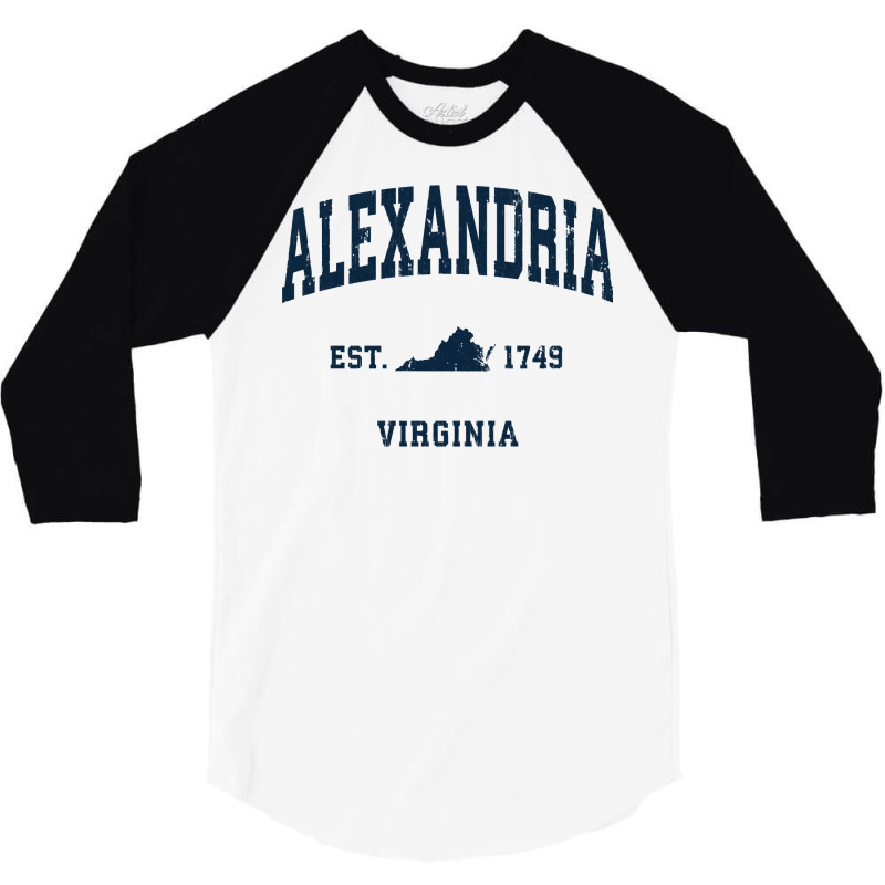 Alexandria Virginia Va Vintage Athletic Navy Sports Design Long Sleeve 3/4 Sleeve Shirt by cm-arts | Artistshot