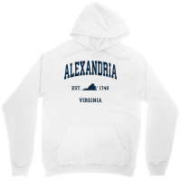 Alexandria Virginia Va Vintage Athletic Navy Sports Design Long Sleeve Unisex Hoodie | Artistshot