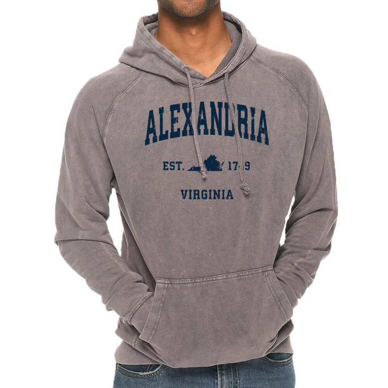 Alexandria Virginia Va Vintage Athletic Navy Sports Design Long Sleeve Vintage Hoodie by cm-arts | Artistshot