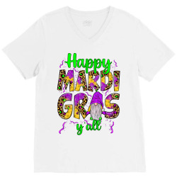 happy mardi gras y'all gnome V-Neck Tee | Artistshot