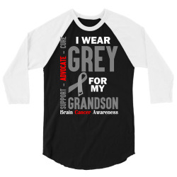 I Wear Grey For My Grandson (Brain Cancer Awareness) 3/4 Sleeve Shirt | Artistshot
