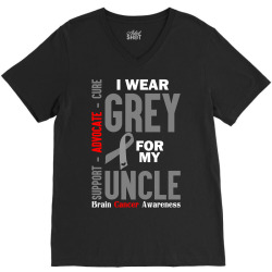 I Wear Grey For My Uncle (Brain Cancer Awareness) V-Neck Tee | Artistshot