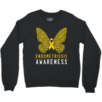 Butterfly Endometriosis Awareness Month Endo Support Ribbon Crewneck Sweatshirt | Artistshot