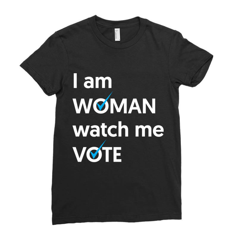 I Am Woman Watch Me Vote 2022 Blue Wave Vote Long Sleeve T Shirt Ladies Fitted T-Shirt by cm-arts | Artistshot