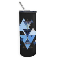 Geometric Triangle Compilation In Blue Skinny Tumbler | Artistshot