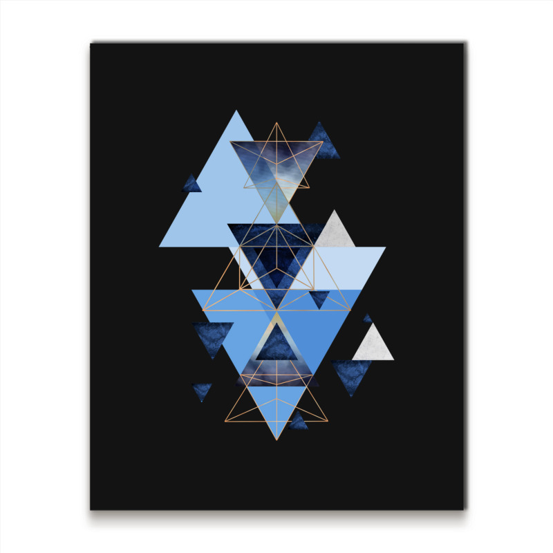 Geometric Triangle Compilation In Blue Metal Print Vertical | Artistshot