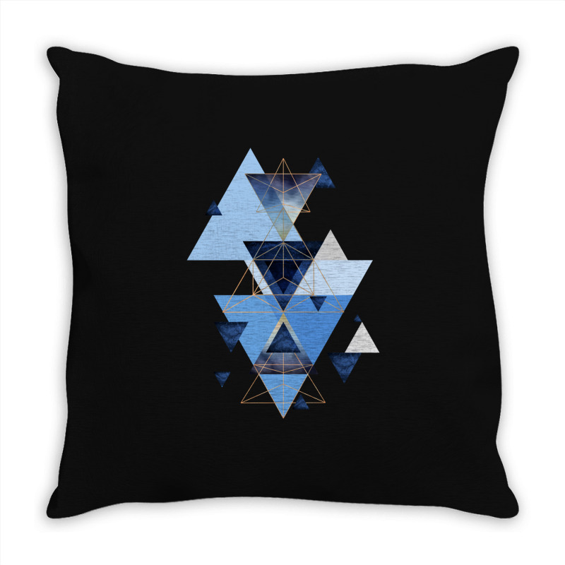 Geometric Triangle Compilation In Blue Throw Pillow | Artistshot