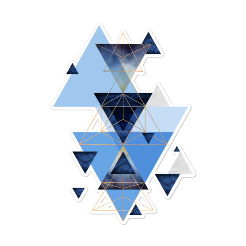 Geometric Triangle Compilation In Blue Sticker | Artistshot