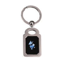 Geometric Triangle Compilation In Blue Silver Rectangle Keychain | Artistshot