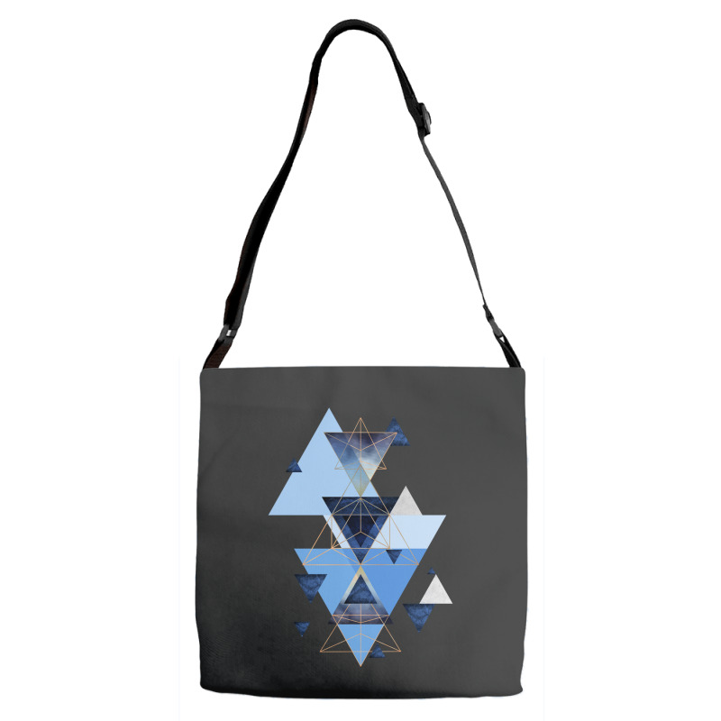 Geometric Triangle Compilation In Blue Adjustable Strap Totes | Artistshot