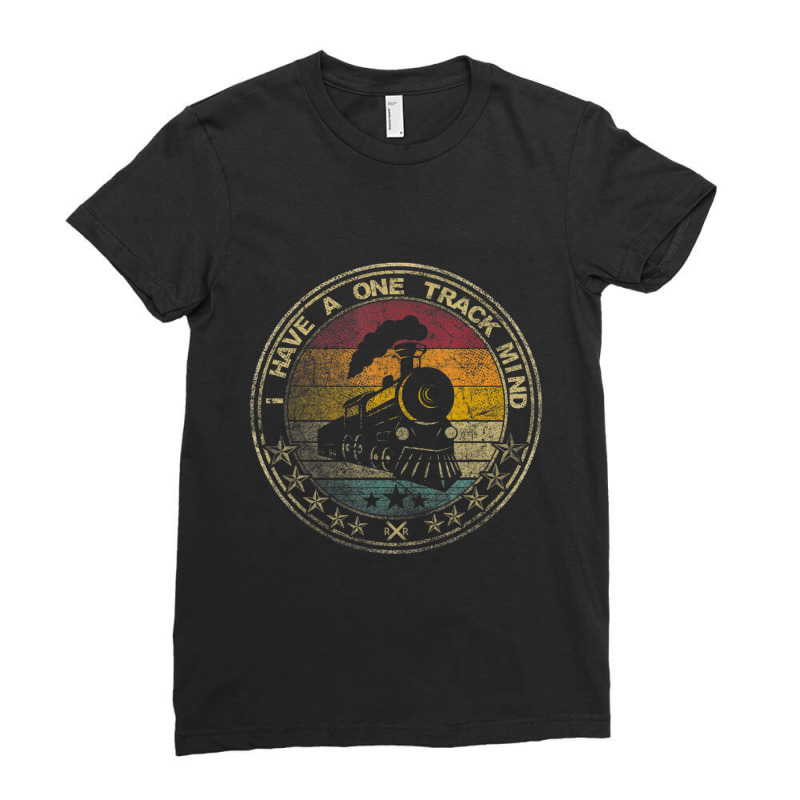 I Have A One Track Mind Train Retro Engine Model Railroad Ladies Fitted T-Shirt by cm-arts | Artistshot