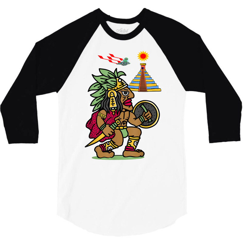 Ancient Aztec Warrior Dln8 Aliens At Tenochtitlan T Shirt 3/4 Sleeve Shirt by cm-arts | Artistshot