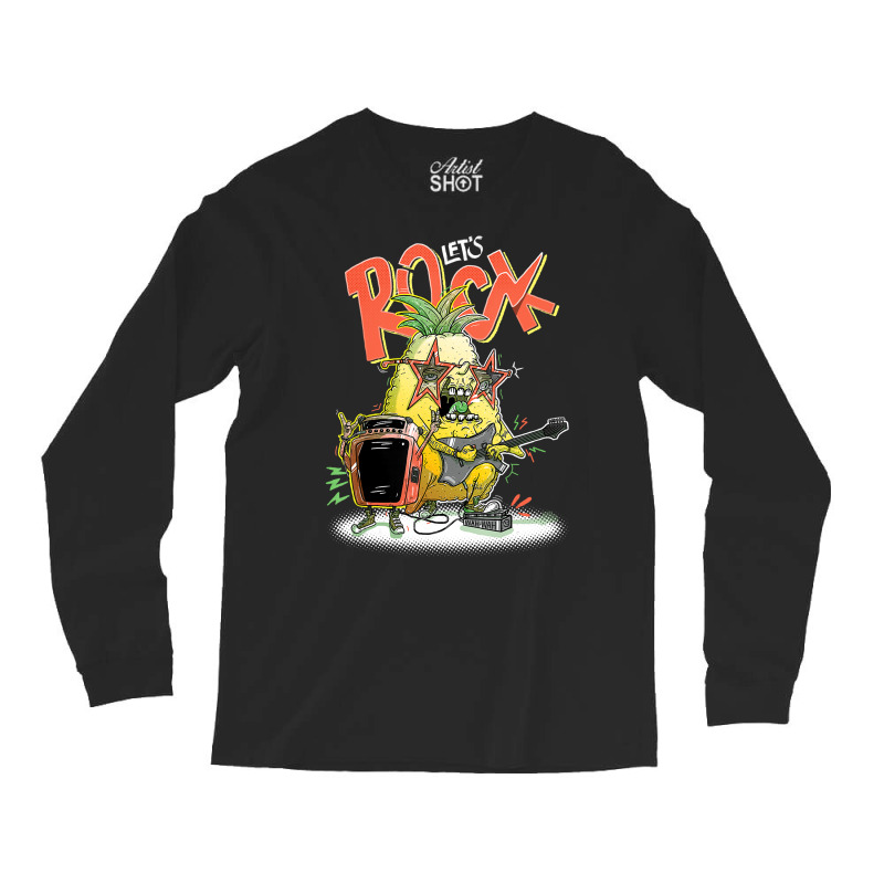 Funny Musician Shirt Rock N Roll Pineapple Guitar Players T  Shirt Long Sleeve Shirts by hratke | Artistshot