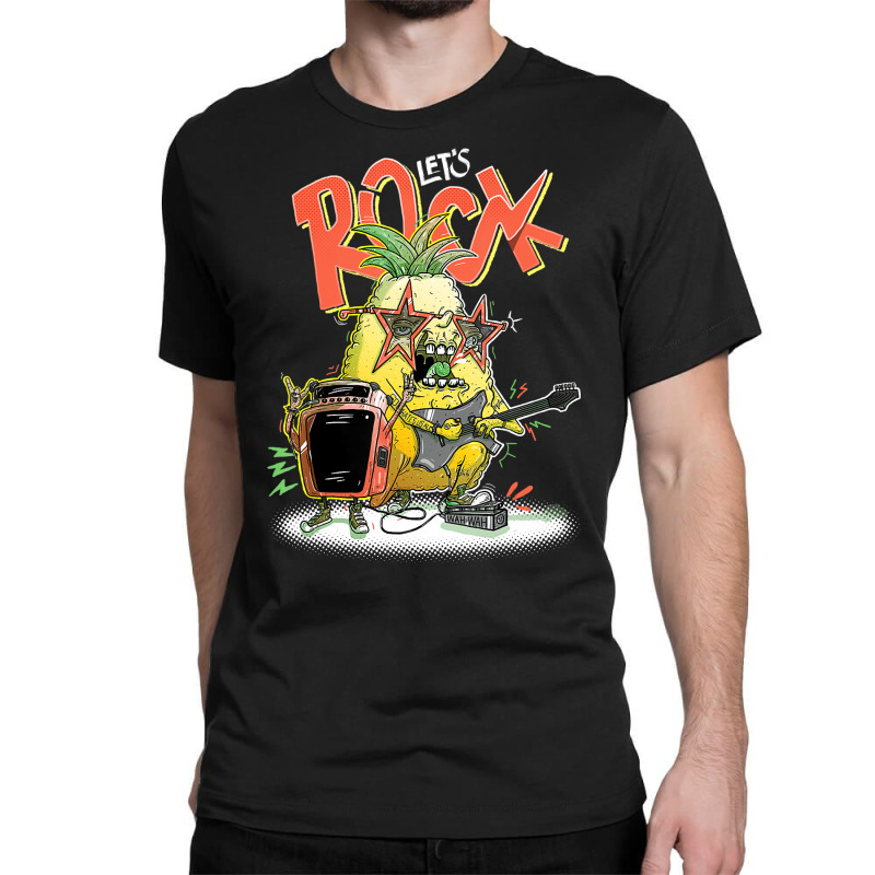 Funny Musician Shirt Rock N Roll Pineapple Guitar Players T  Shirt Classic T-shirt by hratke | Artistshot