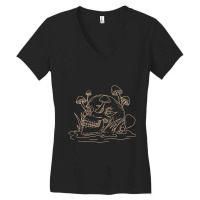 Skull Mushroom Morel Mycologist Goth Mushroom Skeleton Women's V-neck T-shirt | Artistshot