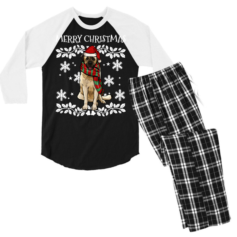 Merry Christmas Ornament Anatolian Shepherd Dog Xmas Santa Pullover Ho Men's 3/4 Sleeve Pajama Set by gocuzhejani | Artistshot