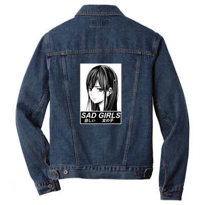 Sad Anime Girl Men Denim Jacket Designed By Disgus_thing