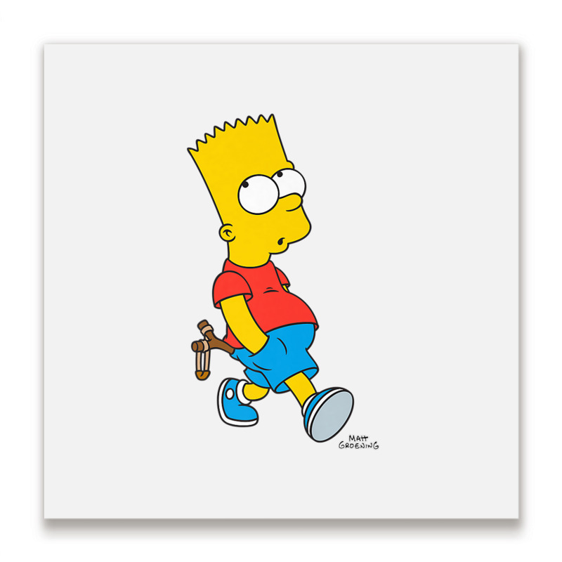 The Simpsons Bart Simpson With Slingshot Premium T Shirt Metal Print Square | Artistshot