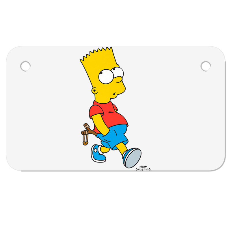 The Simpsons Bart Simpson With Slingshot Premium T Shirt Motorcycle License Plate | Artistshot