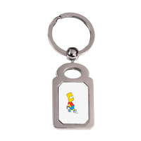 The Simpsons Bart Simpson With Slingshot Premium T Shirt Silver Rectangle Keychain | Artistshot