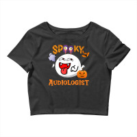 Boo Halloween Costume Spooky Audiologist T Shirt Crop Top | Artistshot