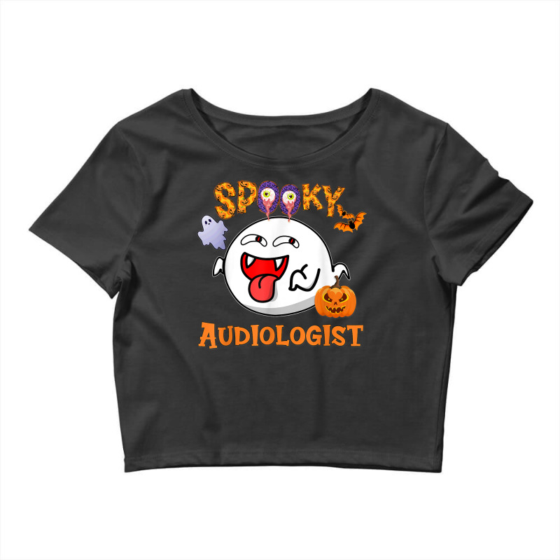 Boo Halloween Costume Spooky Audiologist T Shirt Crop Top by cm-arts | Artistshot