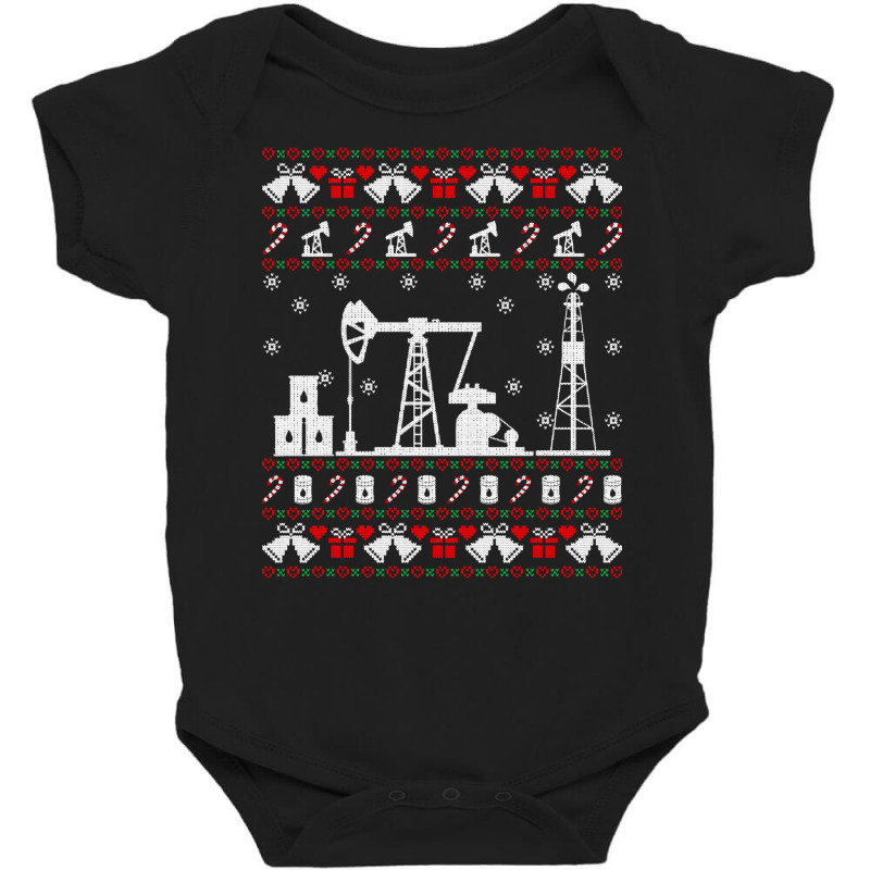 Merry Fracking Christmas Oilfield Oil Ugly Christmas Sweater Long Slee Baby Bodysuit by zhypapunazhae | Artistshot