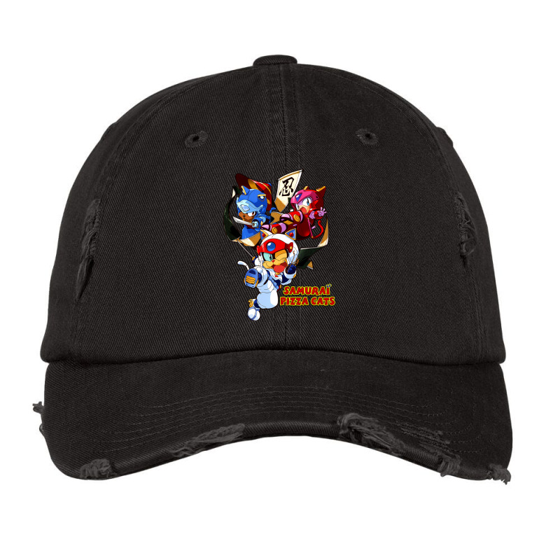 Samurai Pizza Cats Samurai Cats Retro Illustration 4k Vintage Cap by cm-arts | Artistshot