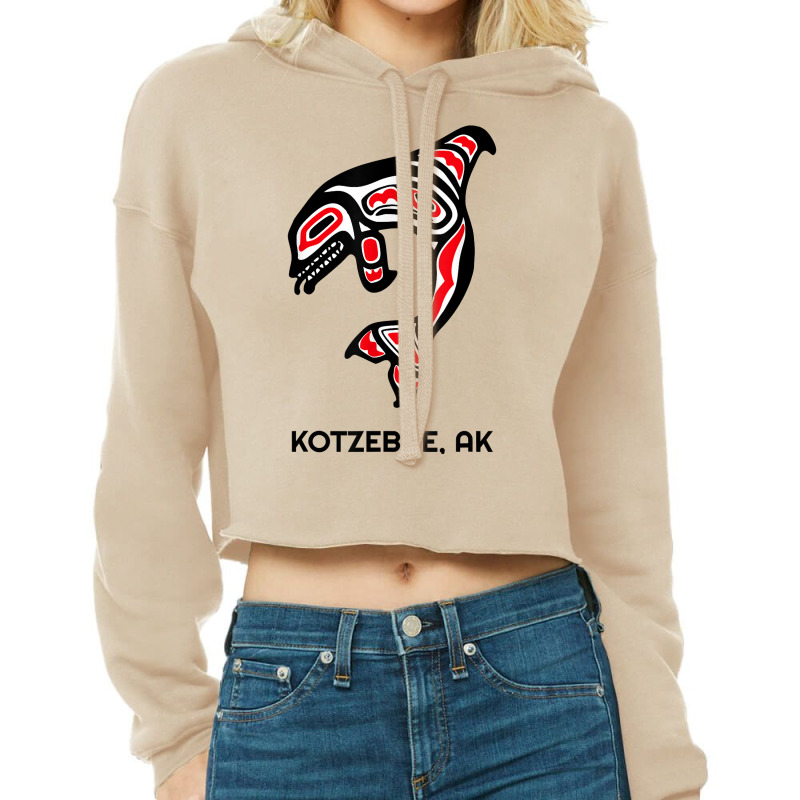 Kotzebue, Alaska Native American Indian Orca Killer Whales Cropped Hoodie by BonnieTori | Artistshot