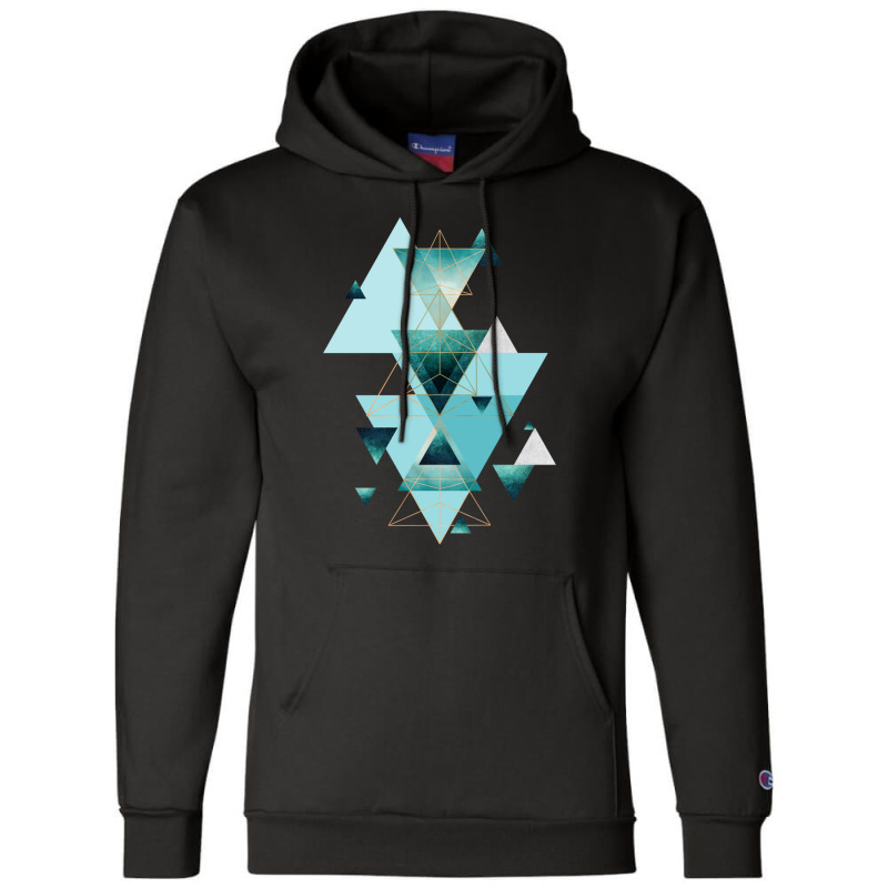 Geometric Triangle Compilation In Teal Champion Hoodie | Artistshot