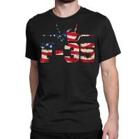 F 35 Lightning Ii Fighter Jet Distressed Usa Flag Overlay T Shirt Classic T-shirt | Artistshot