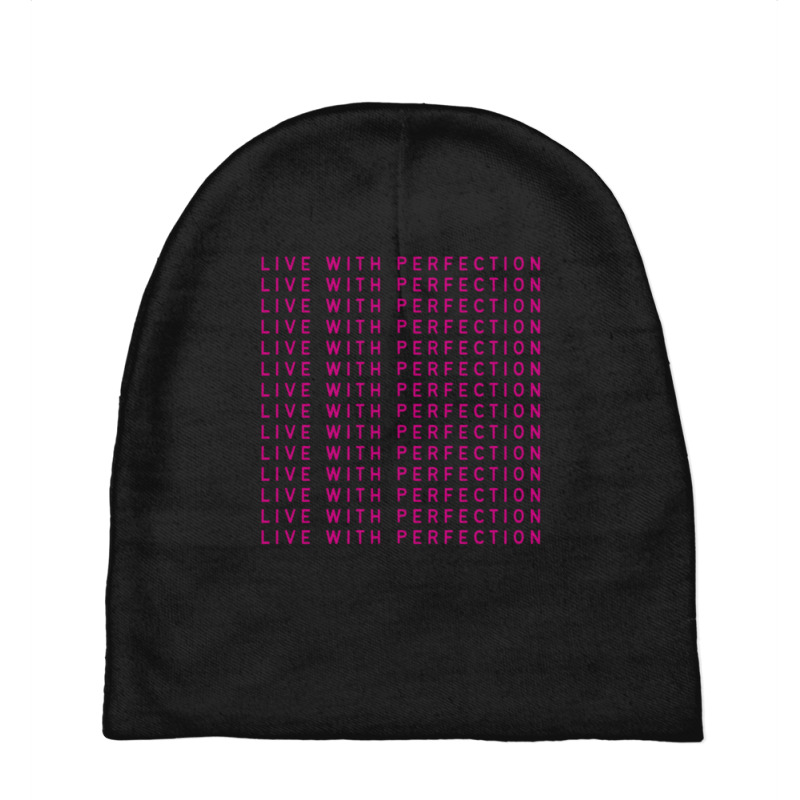 Live With Perfection Pink Typography Pattern Aesthetic Baby Beanies | Artistshot