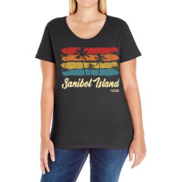 Vintage Sanibel Island Florida Palm Trees Fl Retro Pullover Hoodie Ladies Curvy T-shirt | Artistshot