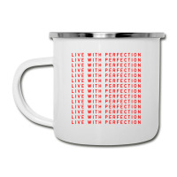 Live With Perfection Red Pattern Aesthetic Camper Cup | Artistshot