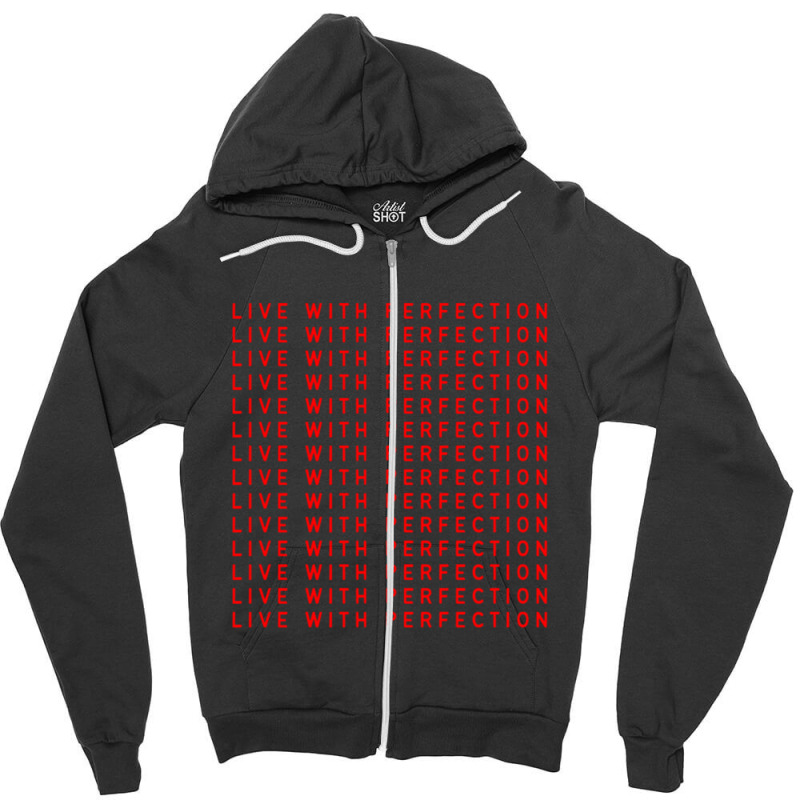 Live With Perfection Red Pattern Aesthetic Zipper Hoodie | Artistshot