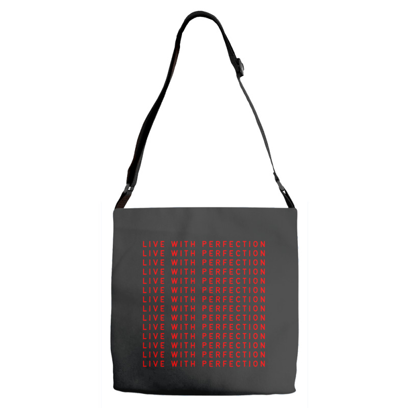 Live With Perfection Red Pattern Aesthetic Adjustable Strap Totes | Artistshot