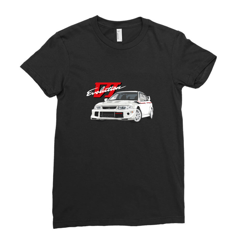 Mitsubish Evo Vi Tommy Makinen Edition White Ladies Fitted T-Shirt by EllaineRamshur | Artistshot