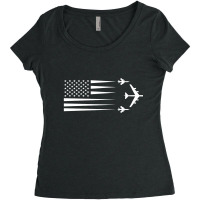 B-52 F-105 Thud Us Flag Contrail Women's Triblend Scoop T-shirt | Artistshot