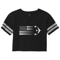 B-52 F-105 Thud Us Flag Contrail Scorecard Crop Tee | Artistshot